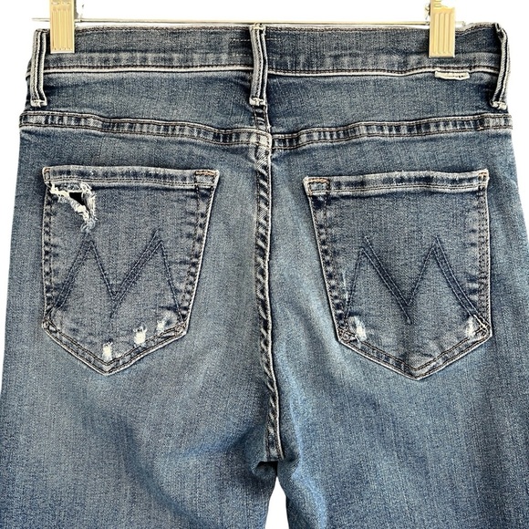 MOTHER Insider Crop Step Chew Denim Jeans High Rise Blue Distressed Size 26 - Picture 3 of 12